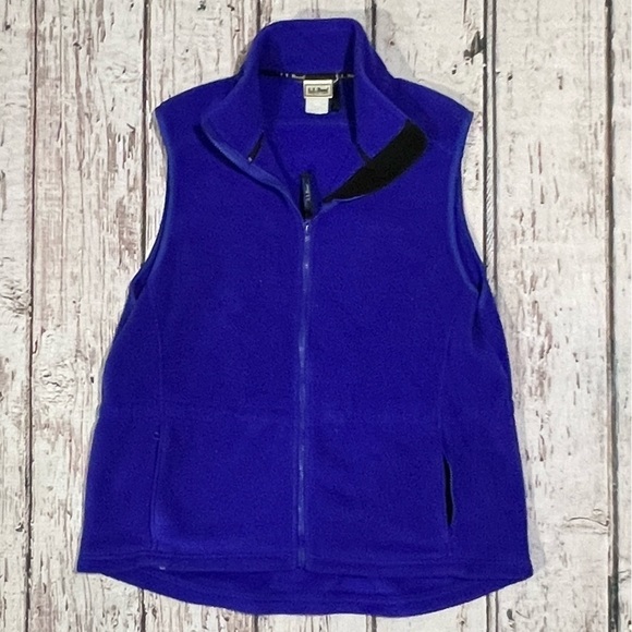 Vintage 1990s LL Bean Blue Men's Zip Up Fleece Vest Jacket - Picture 1 of 7